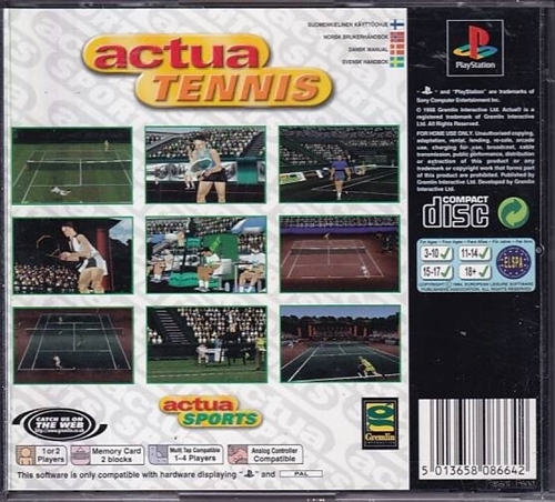 Actua Tennis - PS1 (B Grade) (Genbrug)